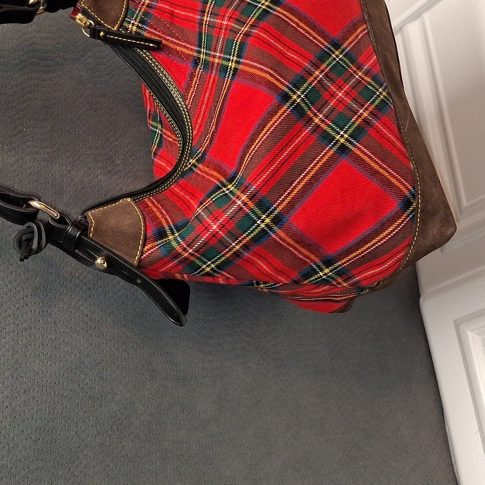 Dooney & Bourke Tartan Erica Women's Shoulder Bag Large - Red (BTART1479RDBL) - Picture 4 of 17
